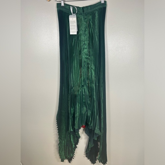 New NWT L'IDÉE Pleated Green Maxi Papillon Skirt in Pine Shimmer - Picture 6 of 17